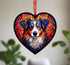 Australian Shepherd Stained Glass Effect Heart Suncatcher